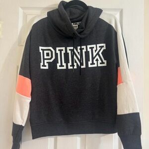Victoria's Secret PINK Women's Black and White Cowl Neck Sweater